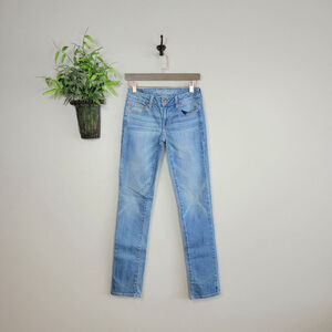 American Eagle Skinny Jeans Jeggings Low Rise Light Vintage Blue Wash Y2K AE 0 L